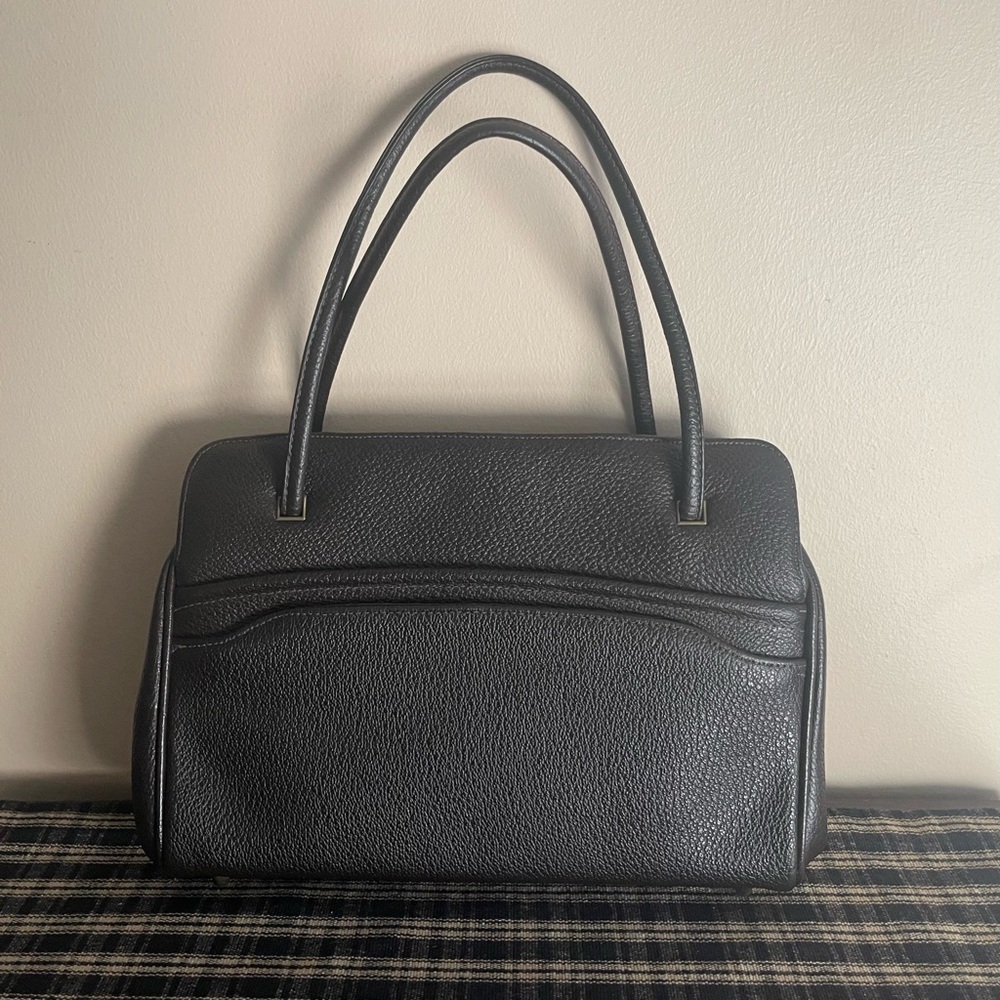 SALE! Vtg 1960 Rambler By Hadia Structured Brown Top Handle Purse Kiss Lock #598